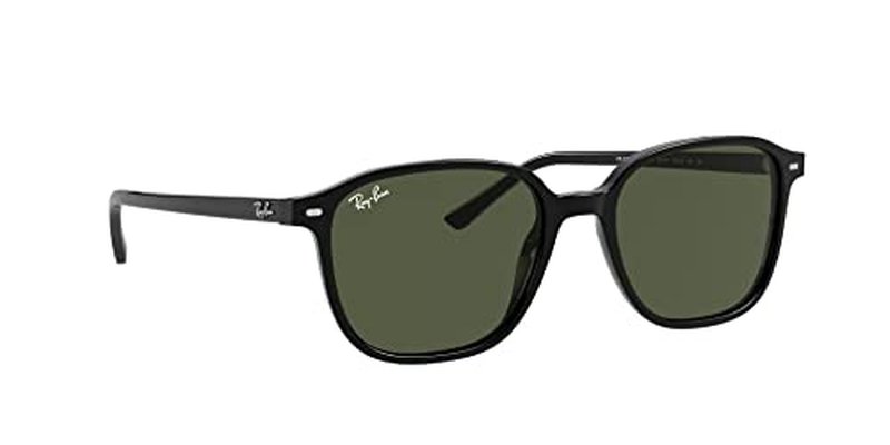 Ray-Ban Unisex RB2193 Leonard Square Sunglasses, Black/G-15 Green, 55 mm