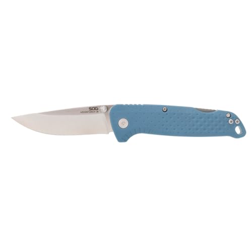 SOG Adventurer LB 3-Inch Folding Knife Nordic Blue/Satin, CRYO Steel, Lock-Back, Portable Outdoor Tool