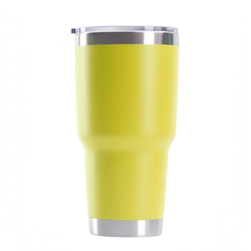 30 oz Stainless Steel Tumbler - Double Wall Insulated Travel Mug with Lid - Yellow
