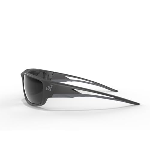 EDGE Kazbek Wrap-Around Safety Glasses, Anti-Scratch, Non-Slip, UV 400, Military Grade, ANSI/ISEA & MCEPS Compliant (Black, Polarized Smoke)