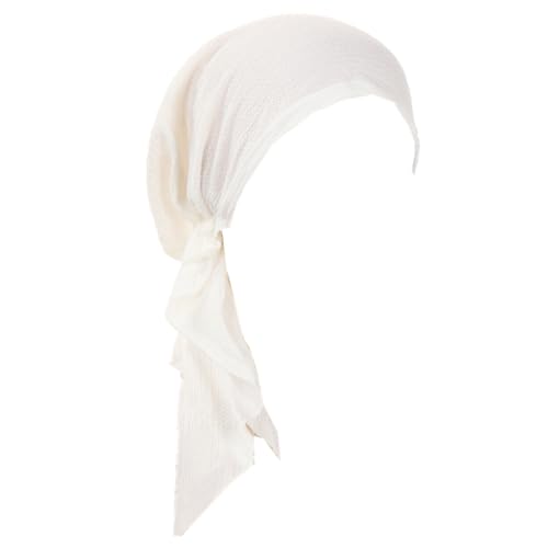 Pre-Tied Chemo Headscarf for Women - Soft Slip-On Turban Cap - White