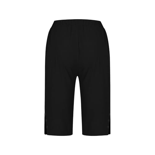 Knee Length Linen Bermuda Shorts for Women - Black, X-Large