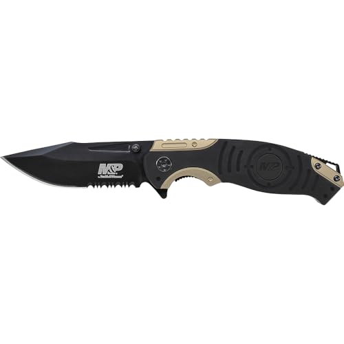 Smith & Wesson M&P SWMP13BS Black/FDE 8.2in High Carbon Steel Folding Knife for Survival & EDC