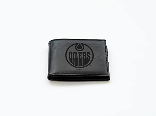 NHL Laser Engraved Billfold Wallet - Edmonton Oilers Black