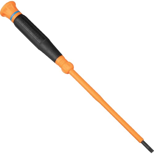 Klein Tools 6254INS Insulated Precision Screwdriver, 1/8-Inch Slotted Mini Electrician Screwdriver, 1000-Volt Cushion Grip Handle