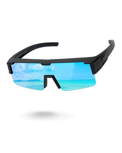 Polarized Fit Over Sunglasses for Men & Women - Black Frame/Blue Mirrored Lens