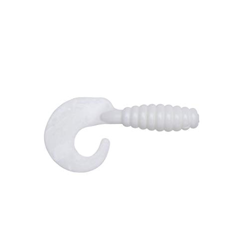 Curly-Tail Soft Plastic Swim Bait Fishing Lure - White 3-inch