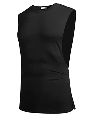 Men's Workout Tank Top - 2 Pack Gym Sleeveless Tees - Large Black