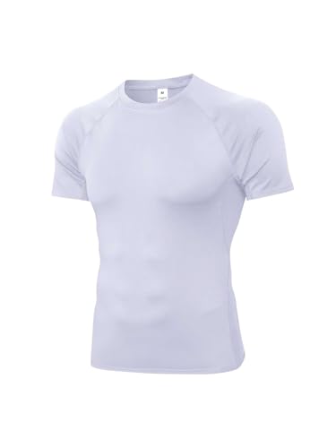 Men's Short Sleeve Compression Shirt - Cool Dry Workout Top - Small White