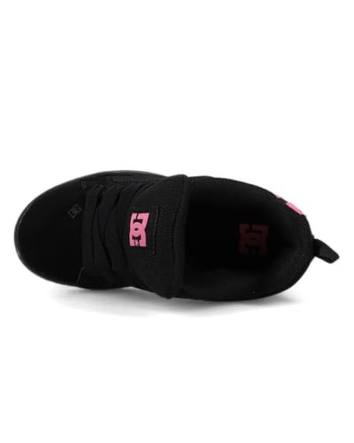 DC Unisex-Child Court Graffik Low Top Skate Shoe Sneaker, Black/Pink, 1 M M US Big Kid