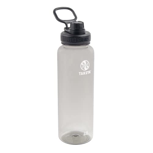 Takeya Tritan Sport 40 oz Water Bottle with Spout Lid - Stormy Black, BPA-Free & Dishwasher Safe