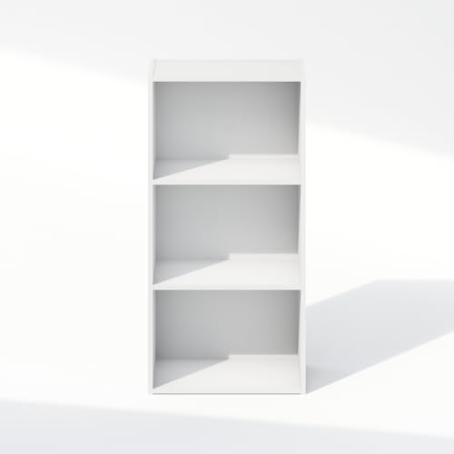 Furinno Reed Closet Organizers and Storage, 3-Tier Closet Organizer, Open Shelf Closet Storage, for Wardrobe, Bedroom, Living Room, White