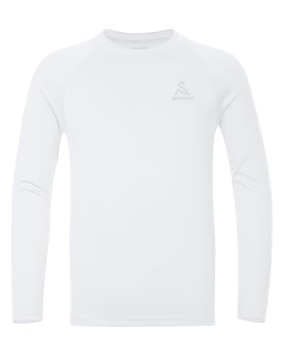 UPF 50+ Boys Long Sleeve Swim Shirt - Large / White