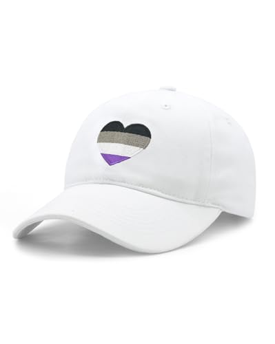 LGBTQ Pride Baseball Cap - Embroidered Heart Cotton Hat - Asexual