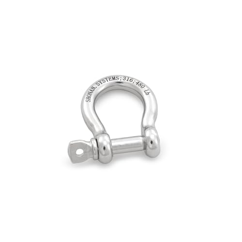 1/4" Marine Grade Stainless Steel Bow Shackles - 6 Pcs, 480 Lbs Capacity