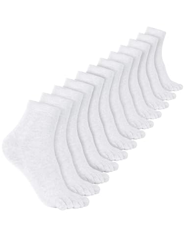 Bencailor Cotton Toe Socks for Women & Men Quarter-Crew Size 6 White