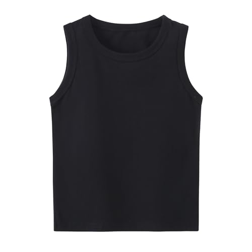 Toddler Tank Tops for Boys & Girls - Cotton Sleeveless Tee 4-5T Black