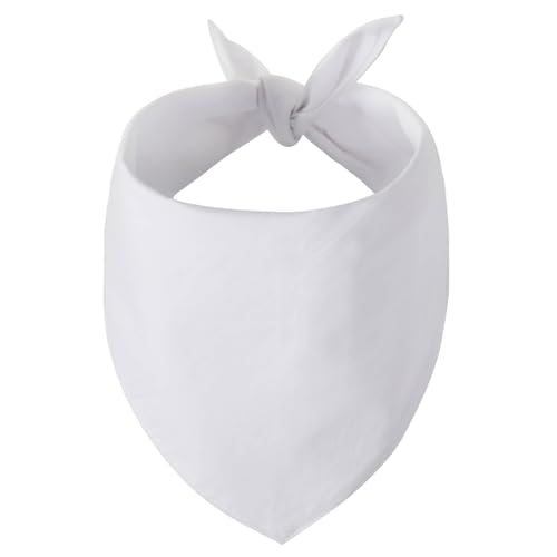 Large Blank Dog Bandana - 100% Cotton Triangle Scarf for DIY - White