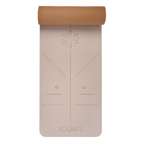 Non-Slip Yoga Mat with Alignment Lines - Brown