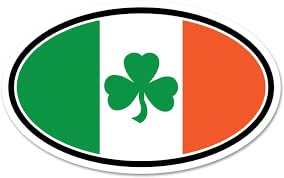 Irish Shamrock Window Flag Stickers - 5 Inch Decals (2pcs)
