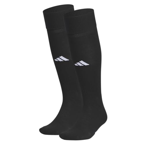 Over-the-Calf Soccer Socks - Cushioned Support, 2-Pack, Black/White, Large