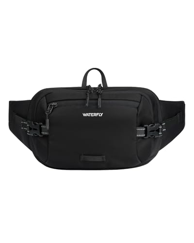WATERFLY Black RFID Anti-Theft Fanny Pack Waist Bag 3L Travel Organizer