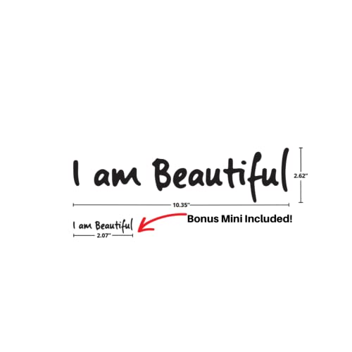 The I am Me Movement- Inspirational Stickers, Mirror Decals, Bathroom D?cor , Peel & Stick Wall Decal, Mirror Decor, Vinyl Decal, Mirror Stickers (I am Beautiful (Sm w/ Mini)) Black