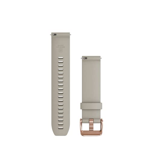 Garmin Compatible Light Sand Silicone Quick Release Watch Band 20mm with Rose Gold Hardware