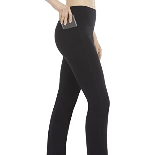 Women's Cotton Stretch Yoga Pants with Pockets - Energy Zone XL Deep Black