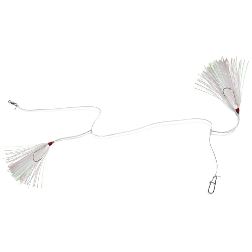 Hi-Lo Rig Mylar Teaser for Saltwater Fishing - 3/0 Hooks, White - 1 Pack