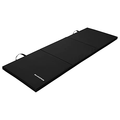 3-Panel Folding Gymnastics Mat - 6x2 Feet, 1.5-Inch Thick - Black