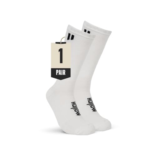 HOLLOW Unisex Alpaca Crew Socks 1 Pair Medium White Moisture-Wicking US Made