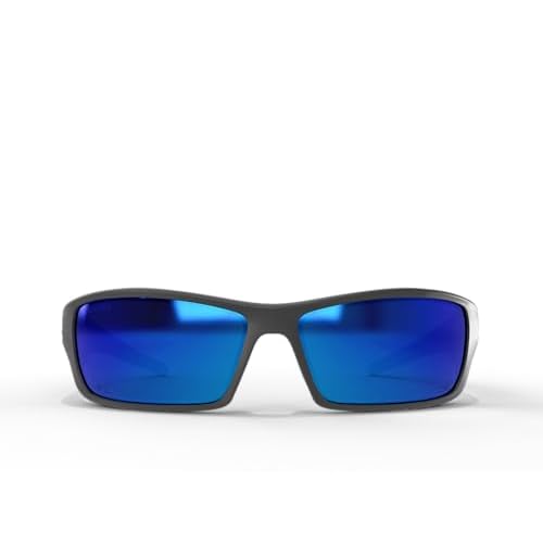 EDGE Reclus ANSI-Rated Safety Glasses - Black Frame/Polarized Aqua Precision Blue Mirror Lenses