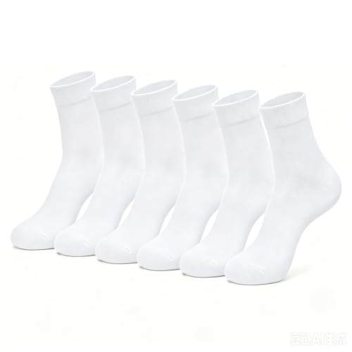 6 Pairs Quarter Length Ankle Socks for Men & Women - White