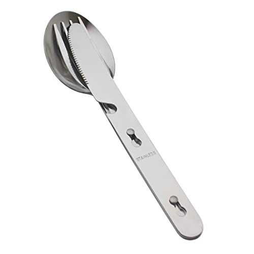 MCEUS 4-Pack 4-in-1 Camping Utensils Set Portable Stainless Steel Flatware for Travel & Outdoor Activities