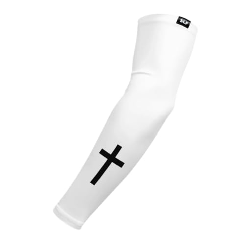 Faith Collection Football Arm Sleeve by SLEEFS - Adult L (Cross White)