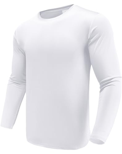 Boyzn Men's White Large 1 Pack Performance Long Sleeve T-Shirt with UPF 50+ Sun Protection