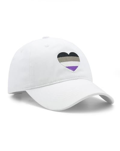 LGBTQ Pride Baseball Cap - Embroidered Heart Cotton Hat - Asexual