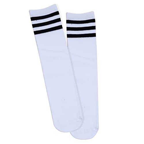 Kids Knee High Soccer & Baseball Socks - Black, White, Blue