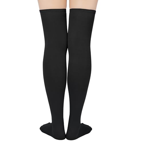 Thigh High Striped Socks - Thin Over the Knee Boot Socks - Black One Size
