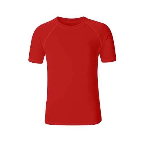 Boys Neon UV Sun Protection Swim Shirt - 7-8 Years / Red