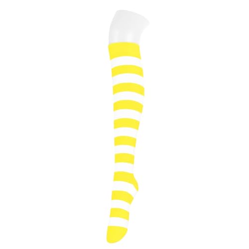 Knee High Striped Socks for Women - Yellow White Striped