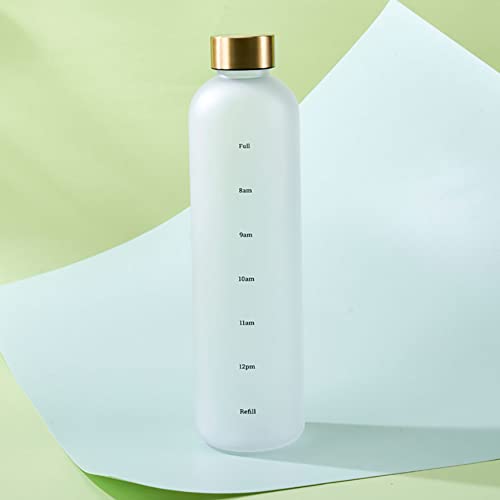 Eforcase 32 oz Water Bottle with Time Marker – Tritan, White (1 L)
