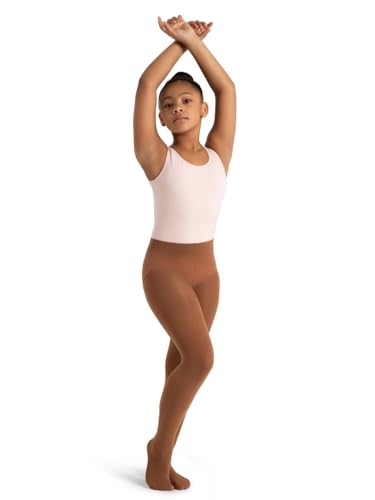 Capezio Girls' Ultra Soft Self Knit Waistband Tights 8-12 Brown