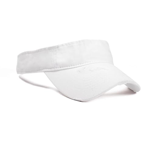 Retro Ripped Sun Visor Hat - White Baseball Visor for Men & Women
