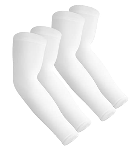 Cooling Arm Sleeves - Sun Protection & Tattoo Cover Up - 2 Pairs Crisp White