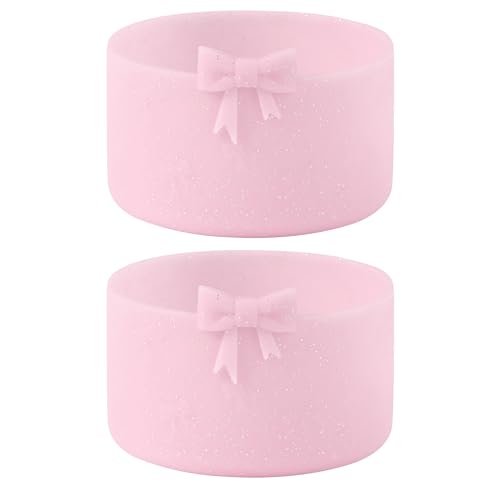Bow Silicone Boot Sleeve for Stanley Quencher & Hydro Flask - Glitter Pink