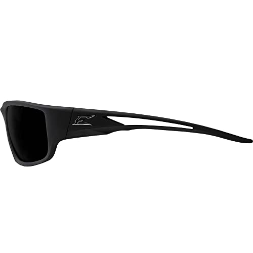 Edge TSK216 Kazbek Polarized Wrap-Around Safety Glasses, Anti-Scratch, Non-Slip, UV 400, Military Grade, ANSI/ISEA & MCEPS Compliant, 5.04" Wide, Black Frame / Smoke Lens