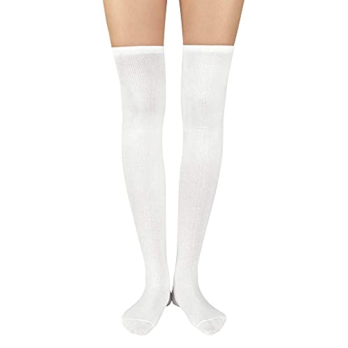 Knee High & Thigh High Socks - Warm Striped Cosplay - One Size White Solid