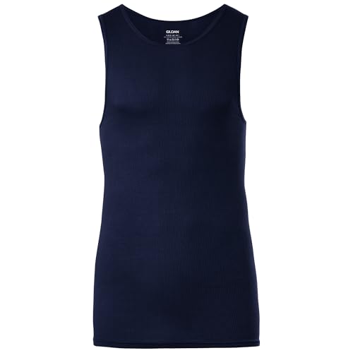 Gildan Men's Multipack Cotton Tank Tops G1104 Style - Navy, Cardinal Red, Metro Blue, Large